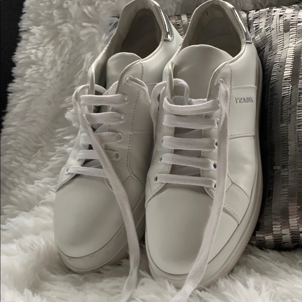 Genuine Prada White sneakers size 9.5 (euro 40.5)